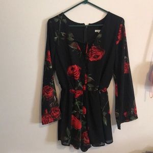 Black with Roses Romper